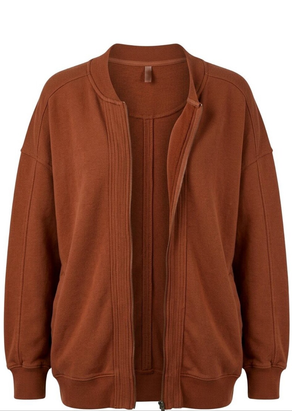 Cotton Blend Lightweight Zip Oversized Small Med Sweatshirt Jacket Ginger Brown - Picture 1 of 4